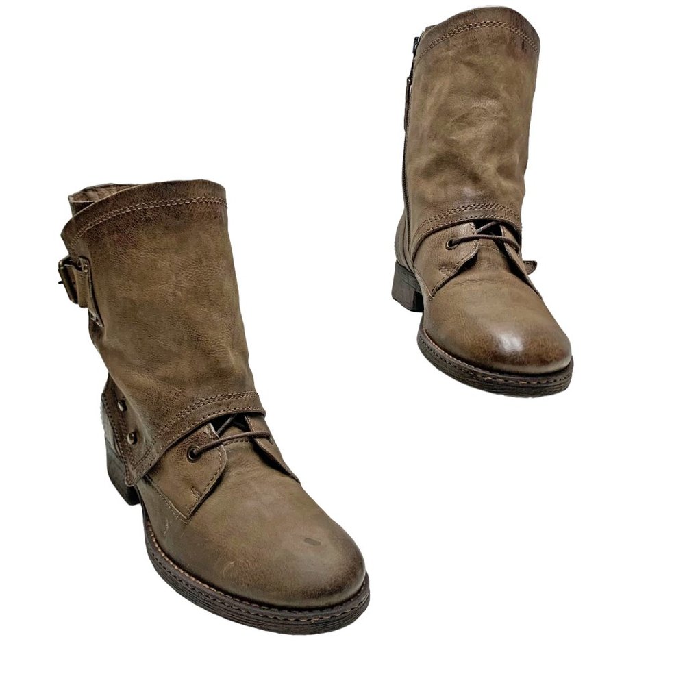 MJUS Taupe Calfskin Leather Zip‎ Ankle Boots